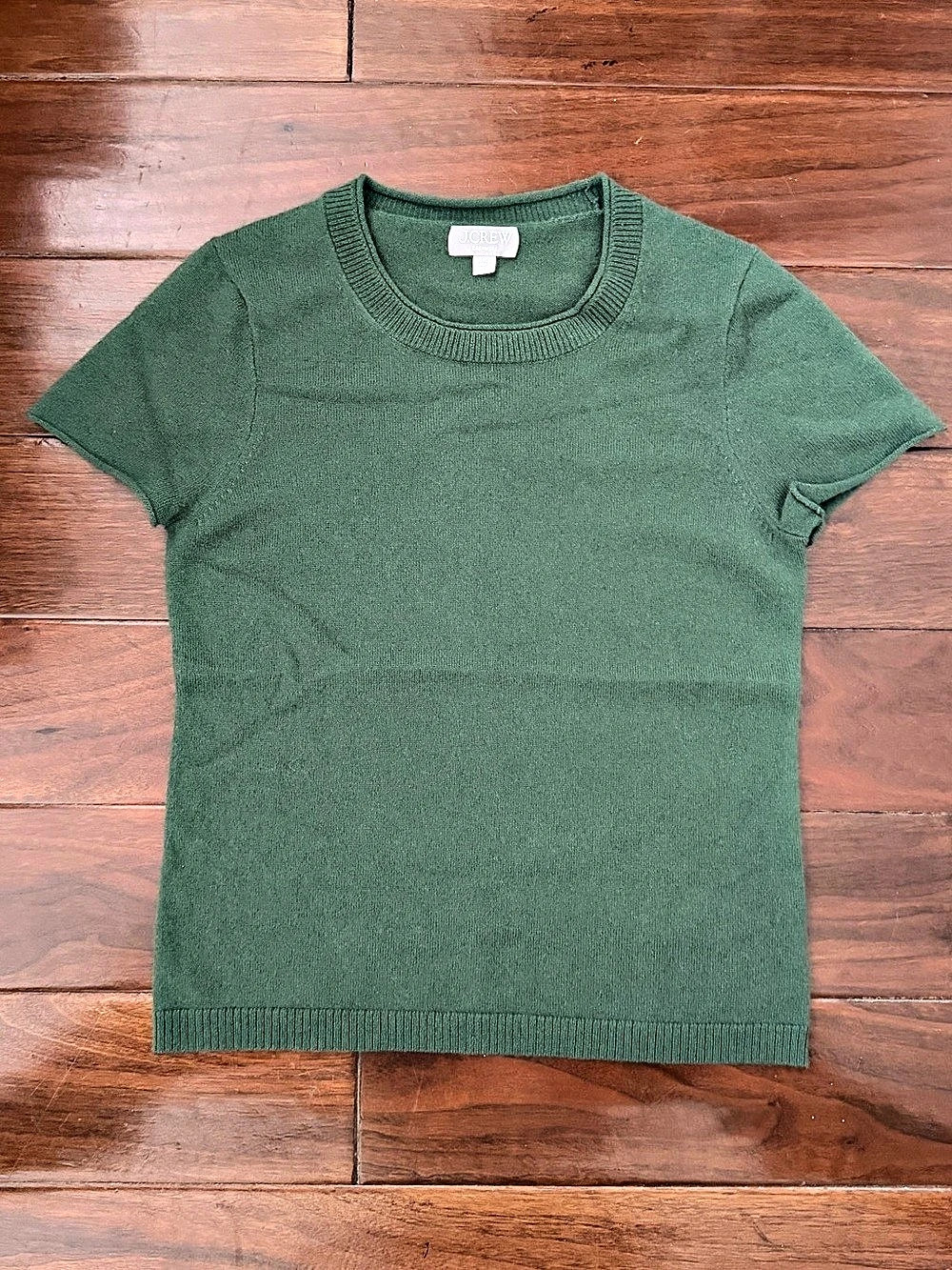 J.Crew Cashmere Short Sleeve Sweater Green Medium Like New